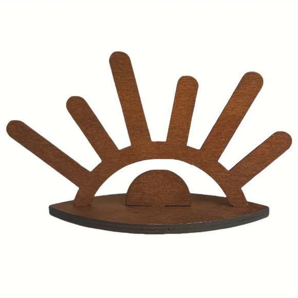 Evil Eye Brown Wooden Organizer Display Stand Boho Home Decor Art Piece Statue - Picture 2 of 7